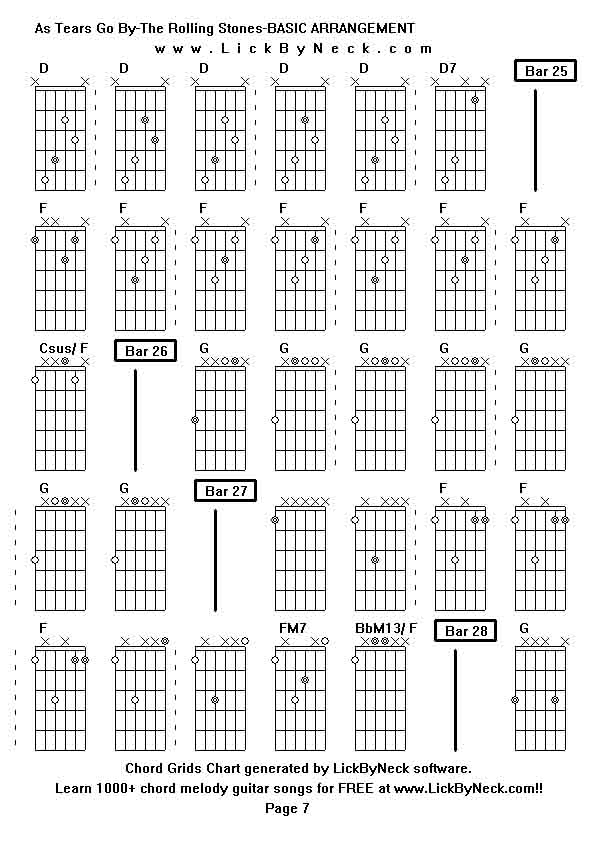 Chord Grids Chart of chord melody fingerstyle guitar song-As Tears Go By-The Rolling Stones-BASIC ARRANGEMENT,generated by LickByNeck software.